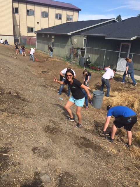 Windermere Spokane Valley agents working on a playground on Community service day