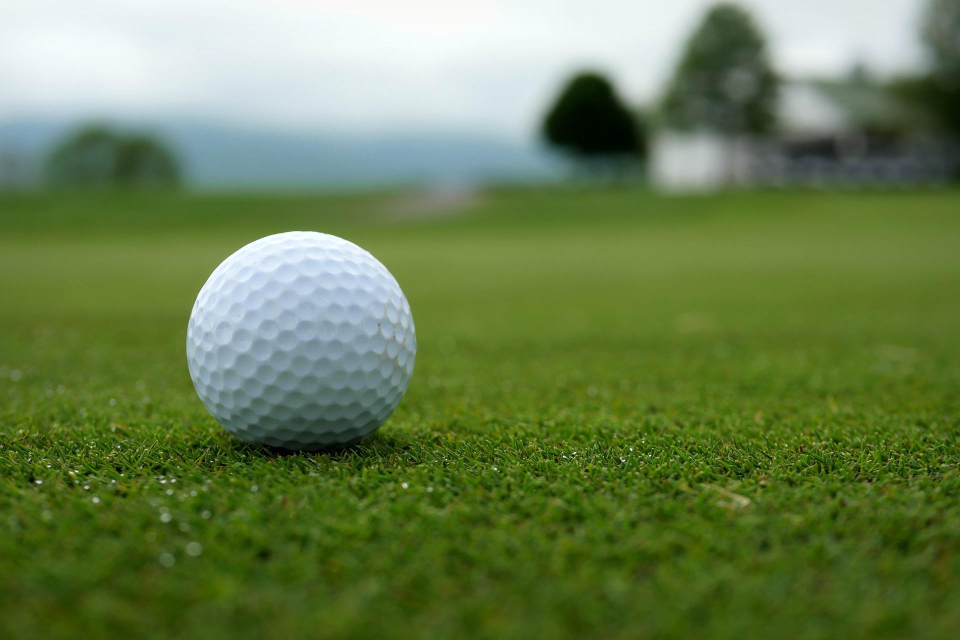 close up of golf ball on golf course